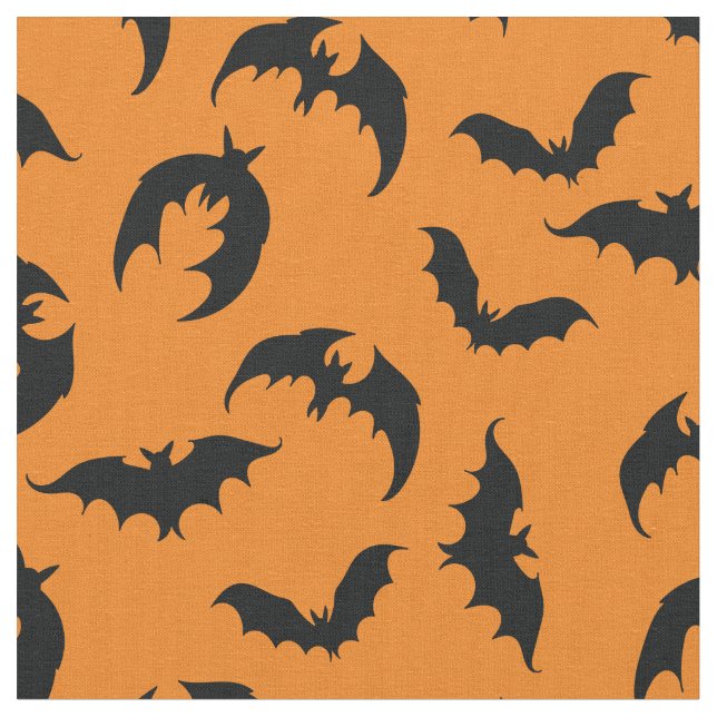 Tissu Chauve-souris gothique Halloween orange (Fermer)