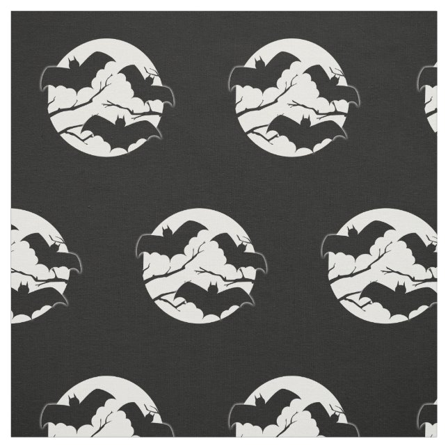 Tissu Chauves-souris dans la lune Halloween Fabric (Échantillon)