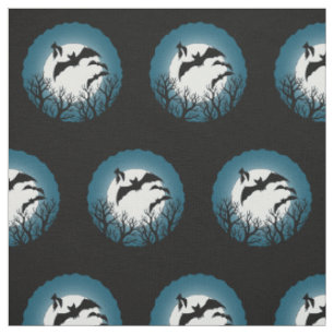 Tissu Chauves-souris et arbres contre la lune