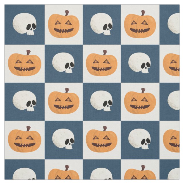 Tissu Checks de Skulls et Pumkins (Échantillon)