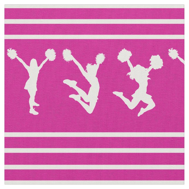Tissu Cheerleading rayé de rose et blanc ou Pom (Fermer)