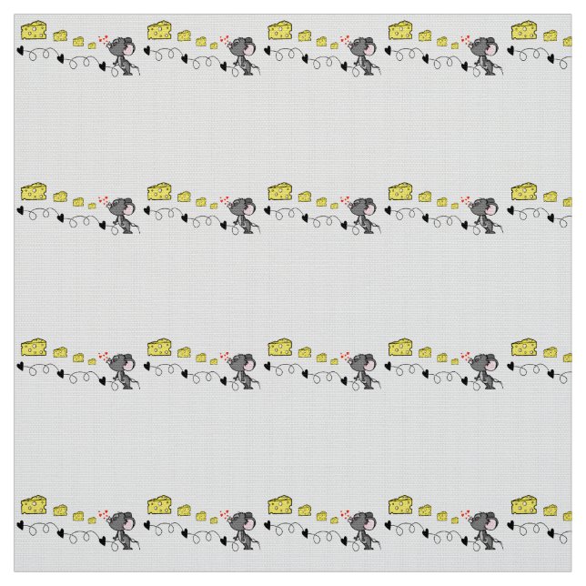 Tissu Cheesy Mousey Coeurs rouges Baisers (Échantillon)