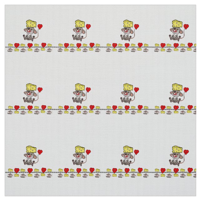 Tissu Cheesy Mousey Kisses Red Hearts Fabric (Échantillon)