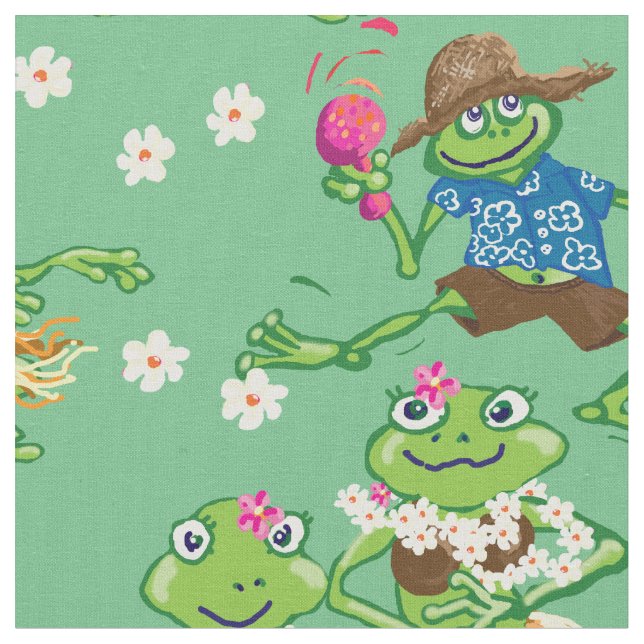 Tissu Chemise des grenouilles hula hawaïennes (Fermer)
