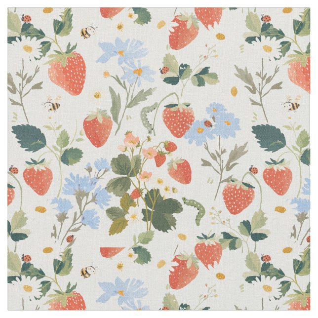 Tissu Chenilles de fleur sauvage de baie de bogues de ja (Fermer)
