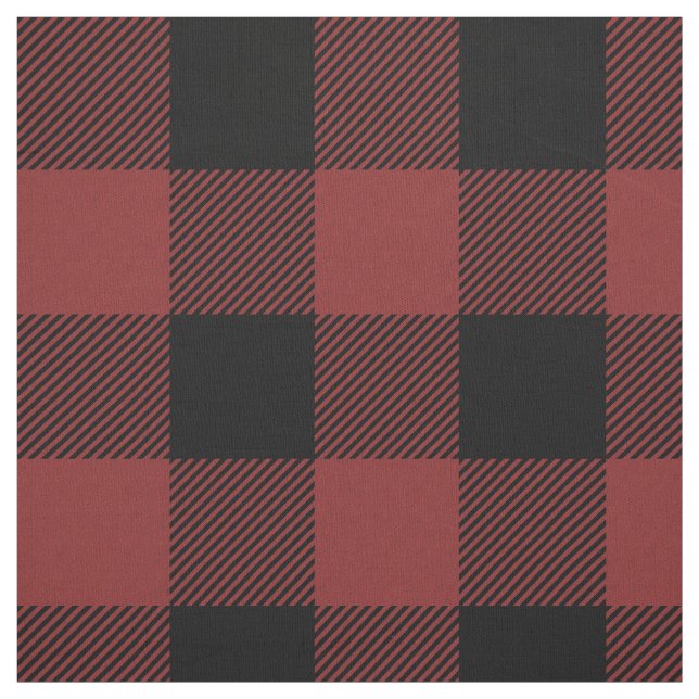 Tissu Chèque de Buffle Noir Rouge (Échantillon)
