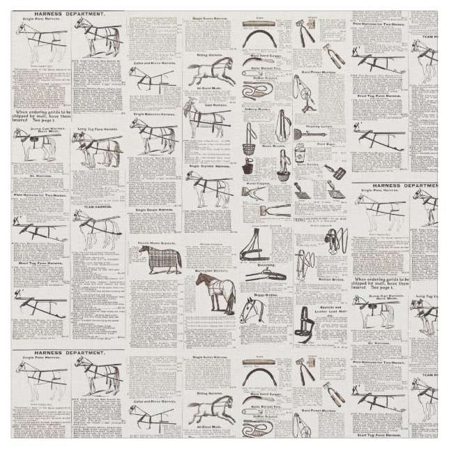 Tissu Cheval Antique Publicité Journal Art (Fermer)