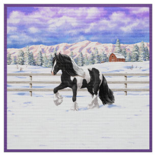 Tissu Cheval d'attelage de la bandelette tzigane noire d
