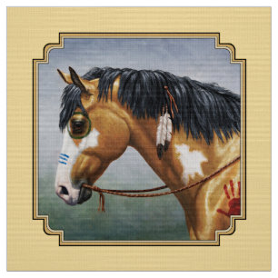 Tissu Cheval de guerre amérindien Buckskin Pinto