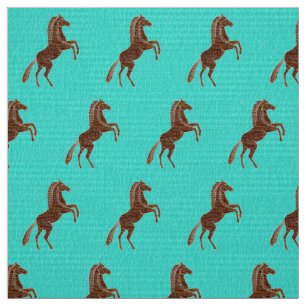 Tissu Cheval de la danse sur le turquoise texturé