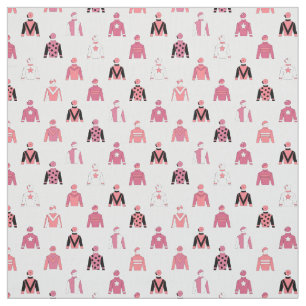 Tissu Cheval équitation Jockey soies rose et blanc