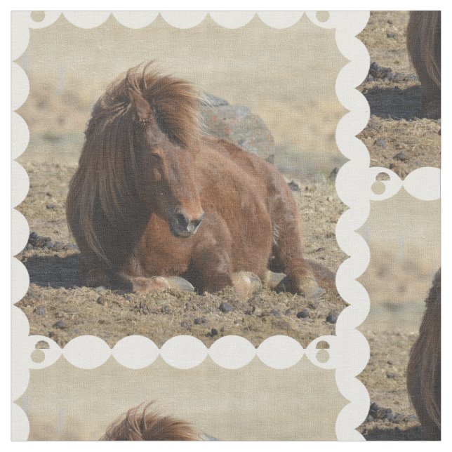 Tissu Cheval islandais mignon (Fermer)