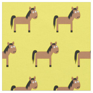 Tissu Cheval mignon bébé Nursery Jaune