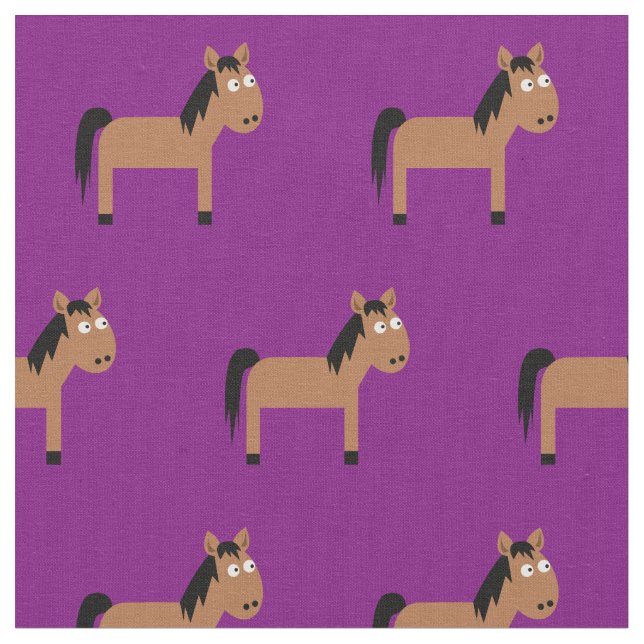 Tissu Cheval mignon bébé Nursery pourpre (Fermer)