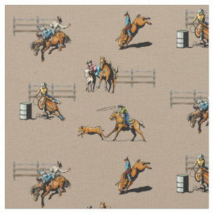 Tissu Cheval occidental de cow-girl de cowboy
