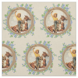 Tissu Cheval occidental vintage de cow-girl avec des