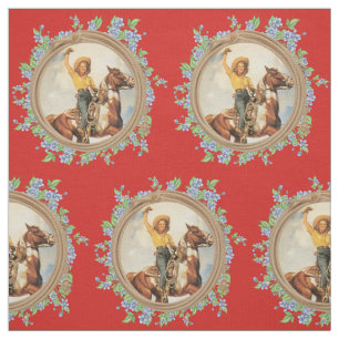Tissu Cheval occidental vintage de cow-girl avec des