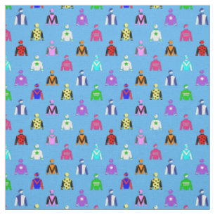 Tissu Cheval Rider Jockey soies sur Bleu clair