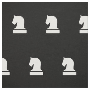 Tissu Chevalier d'échecs noir et blanc motif