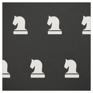 Tissu Chevalier noir et blanc pièce d'échecs motif