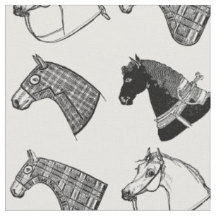 Tissu Chevaux d'art Motif Vintage