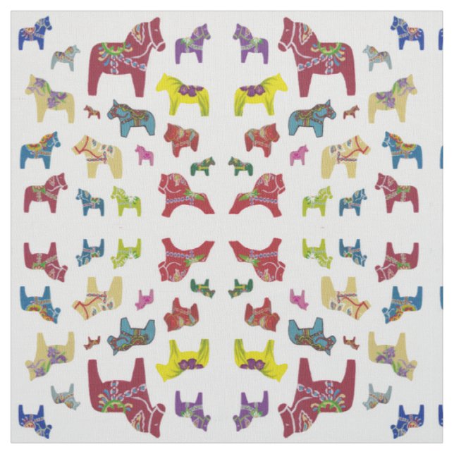 Tissu Chevaux de Dala multicolores (Échantillon)