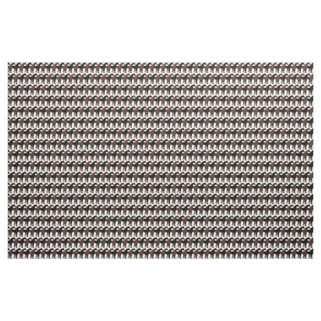 Tissu Chevaux noirs et Brown en blanc (Yard)