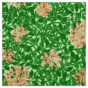 Tissu Chèvrefeuille, pêche et vert de William Morris