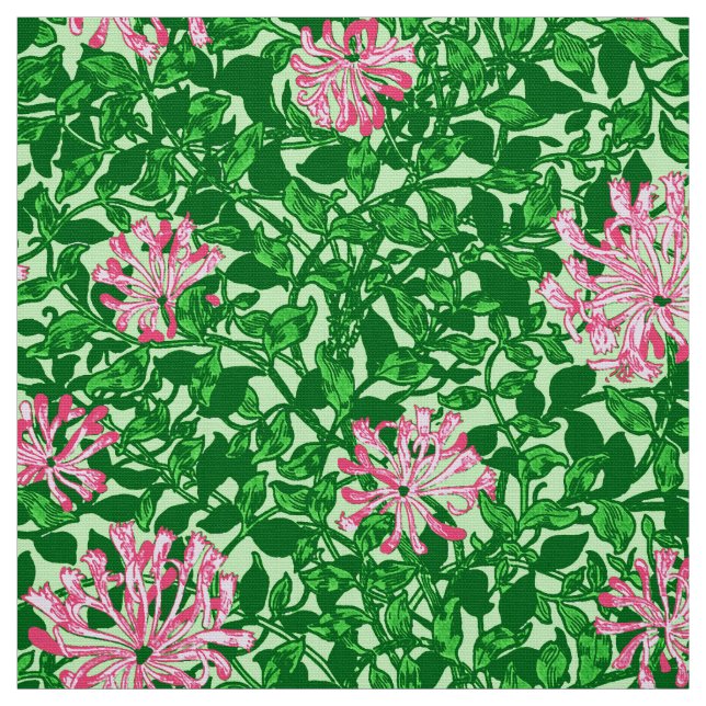 Tissu Chèvrefeuille, rose et vert de William Morris (Échantillon)