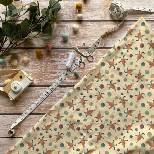 Tissu Chèvres peintes et Pois sur motif crème