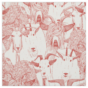 Tissu chèvres seulement pavot rouge naturel