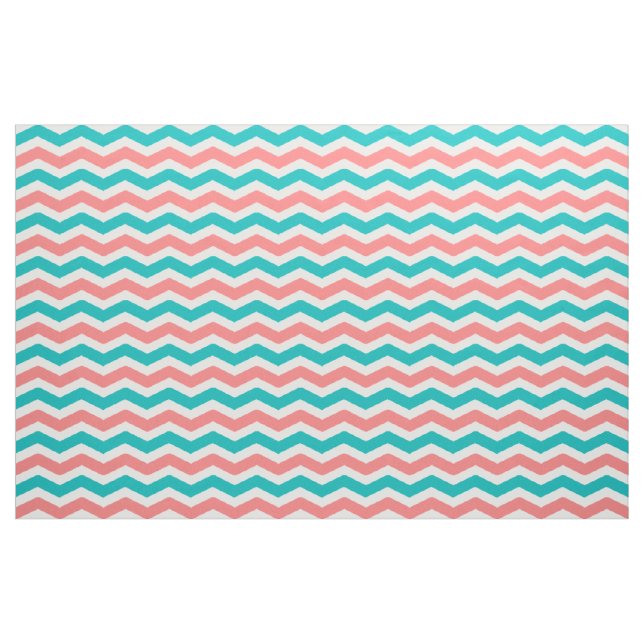 Tissu Chevron de corail et turquoise (Yard)