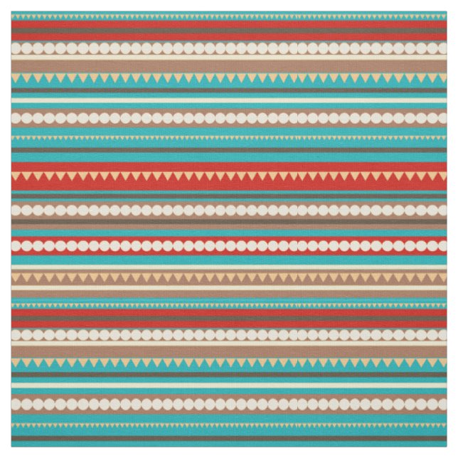 Tissu Chevron géométrique et rayures Aqua (Échantillon)