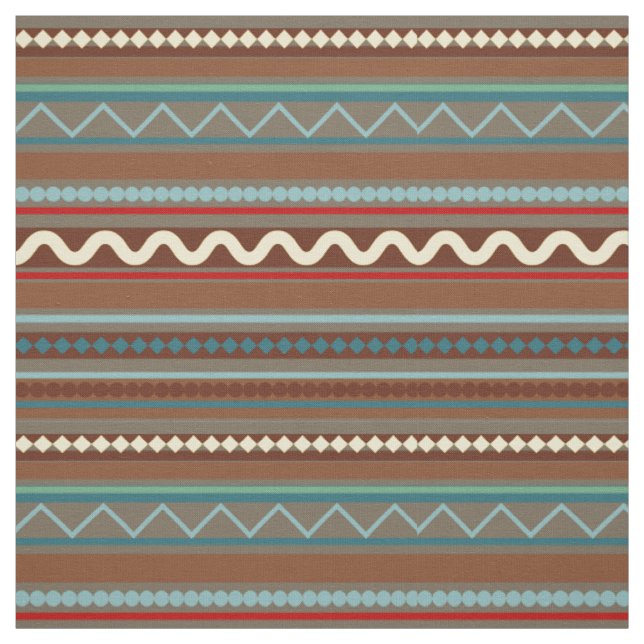 Tissu Chevron géométrique et rayures Brown (Échantillon)