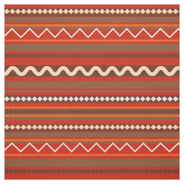 Tissu Chevron géométrique et rayures rouges (Échantillon)