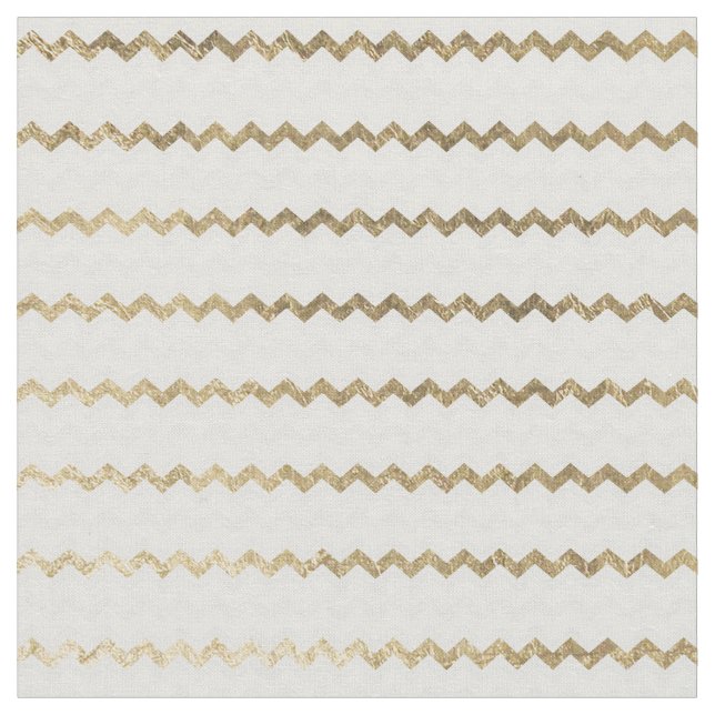 Tissu Chevron géométrique moderne blanc d'or chic de (Fermer)