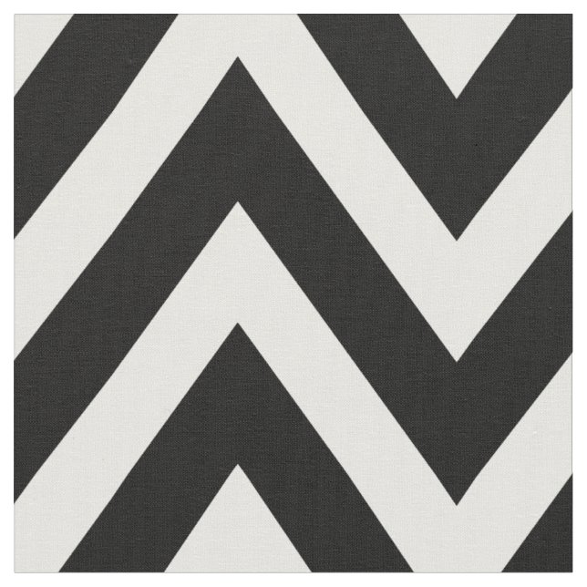 Tissu Chevron moderne noir et blanc Grande échelle (Fermer)