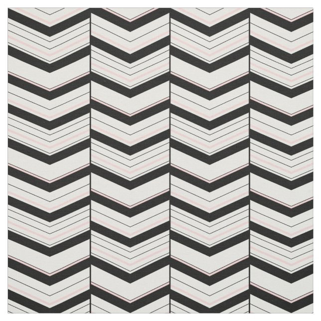 Tissu Chevron noir blanc et blanc (Échantillon)