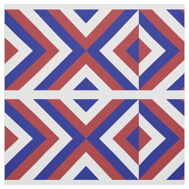 Tissu Chevrons rouges, blancs, et bleus géométriques (Échantillon)