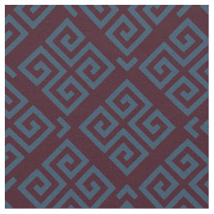 Tissu Chic brun turquoise grec clé motifs géométriques