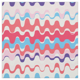Tissu Chic corail bleu abstrait motif vague