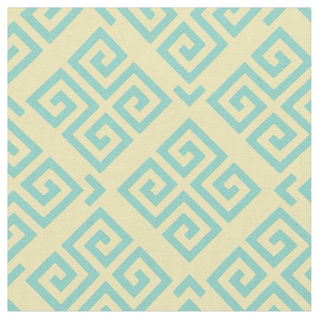 Tissu Chic jaune menthe grec clé motifs géométriques (Fermer)