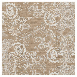 Tissu chic minable floral de toile de jute et de