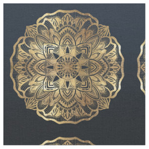 Tissu Chic Moderne Marine Blue Gold Mandala