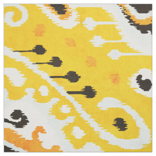 Tissu Chic noir jaune blanc ikat motif tribal