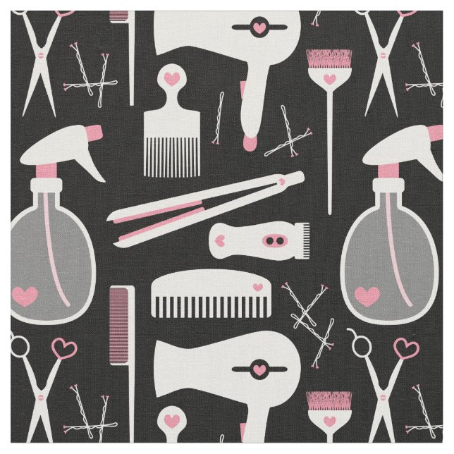Tissu Chic Retro Rose Blanc Noir Hair Salon Outils (Fermer)
