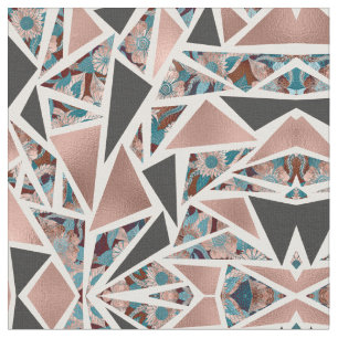 Tissu Chic rose Gold Copper Teal Black Floral Geometric