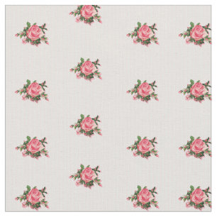 Tissu Chic rose Roses et rayures