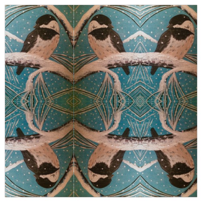 Tissu Chickadees dans les succursales de vacances (Échantillon)