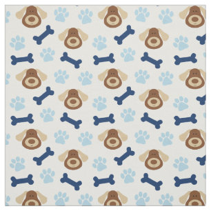 Tissu Chien à chiot bleu